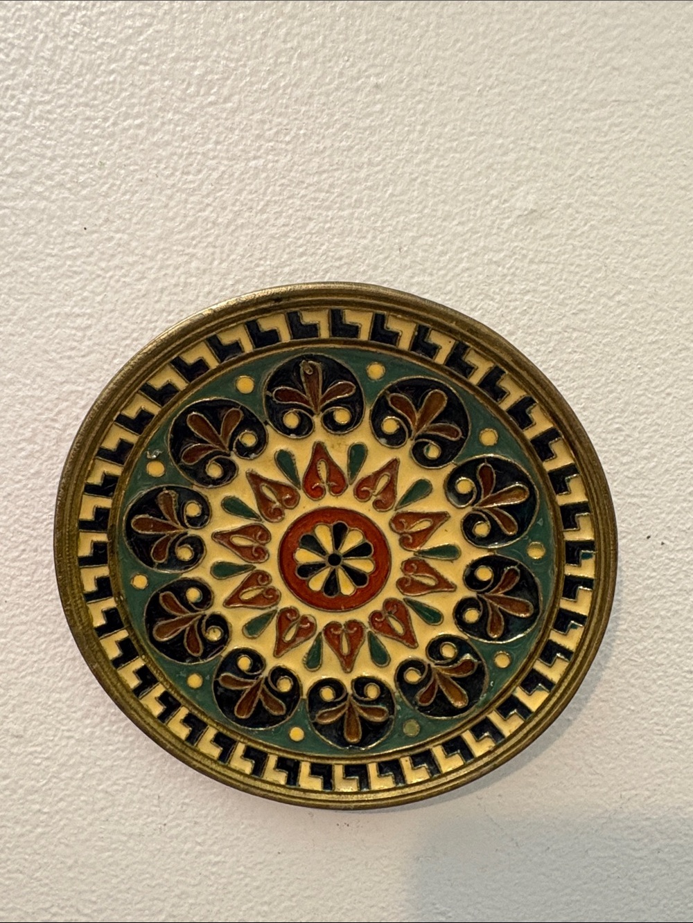 Brass & enamel wall plaque